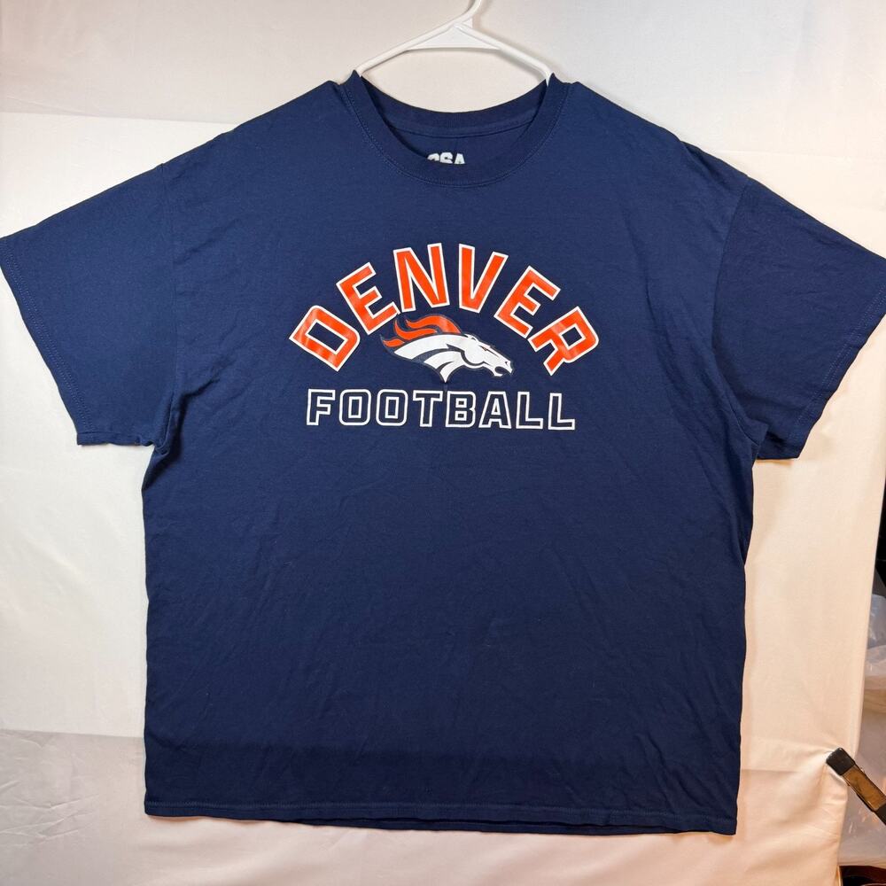 CSA NFL Denver Broncos Graphic T Shirt Blue Mens Size XL